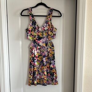 Aqua floral cutout dress
